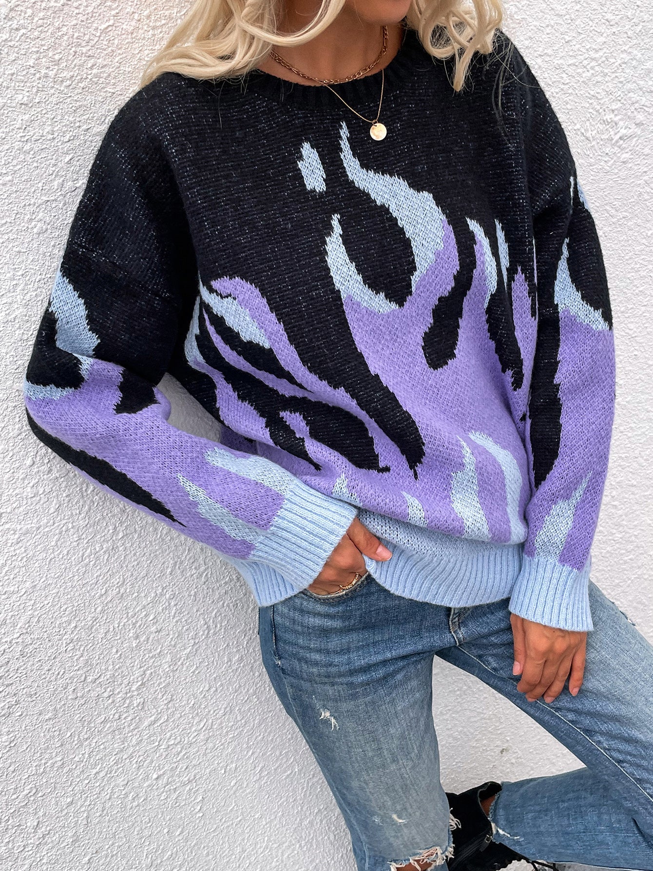 Calistally | Violet Flame Black Knit Sweater
