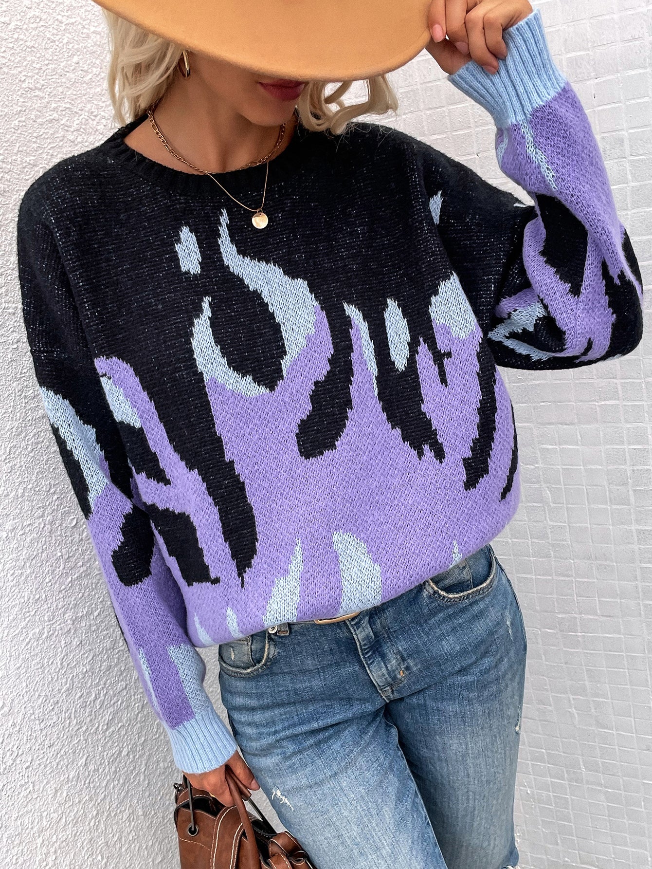 Calistally | Violet Flame Black Knit Sweater