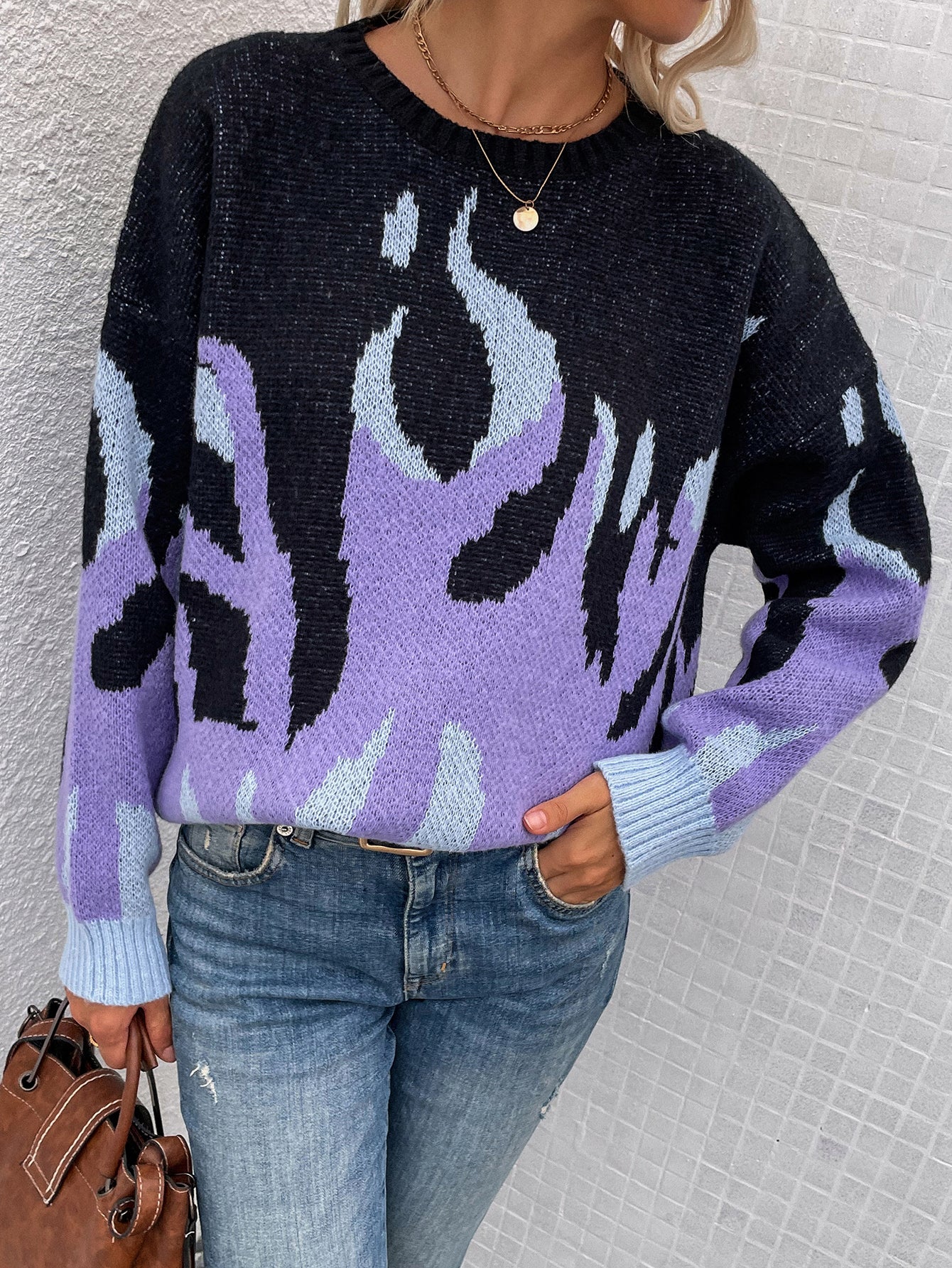 Calistally | Violet Flame Black Knit Sweater