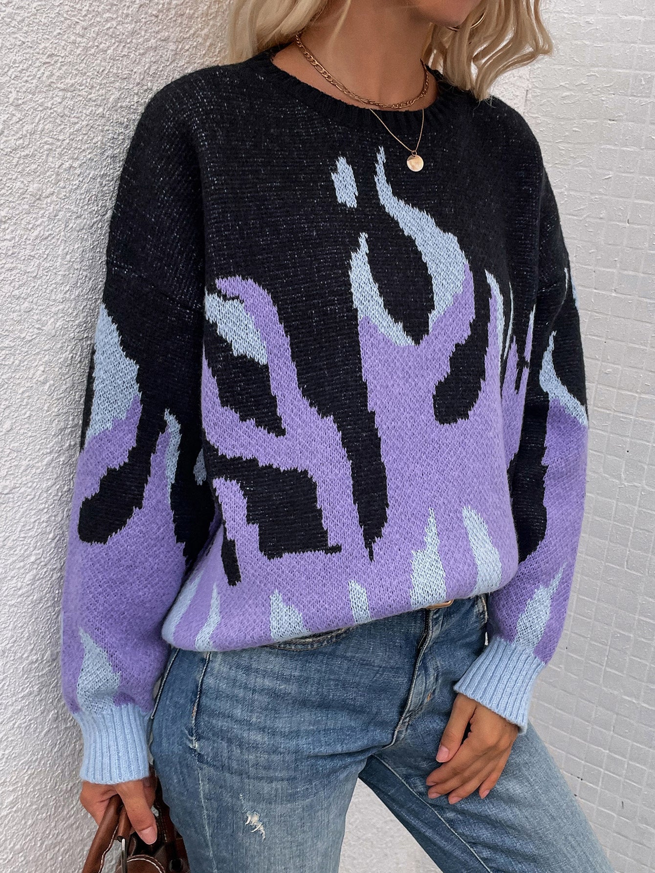 Calistally | Violet Flame Black Knit Sweater