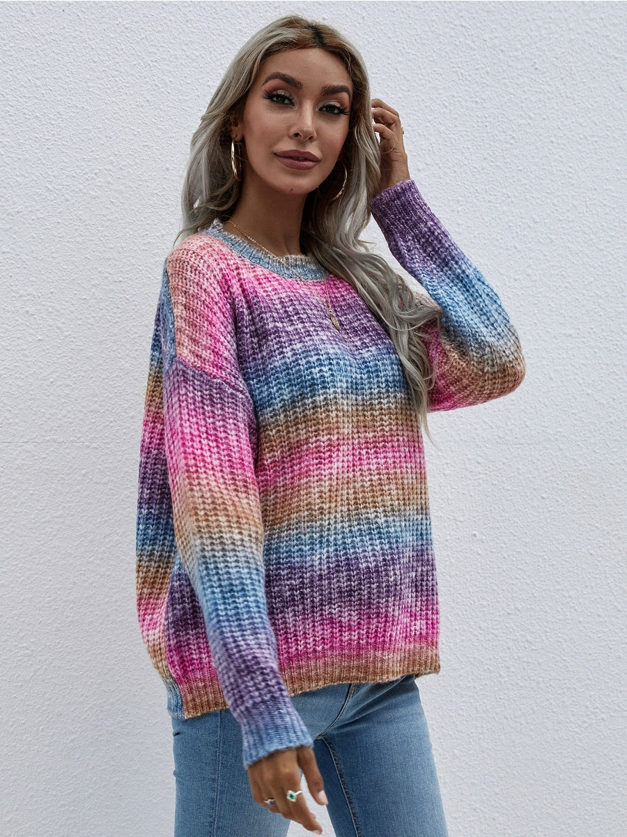 Calistally | Tie-Dye Bat-Sleeve Sweater - Pink