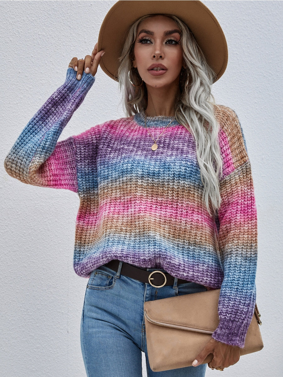 Calistally | Tie-Dye Bat-Sleeve Sweater - Pink