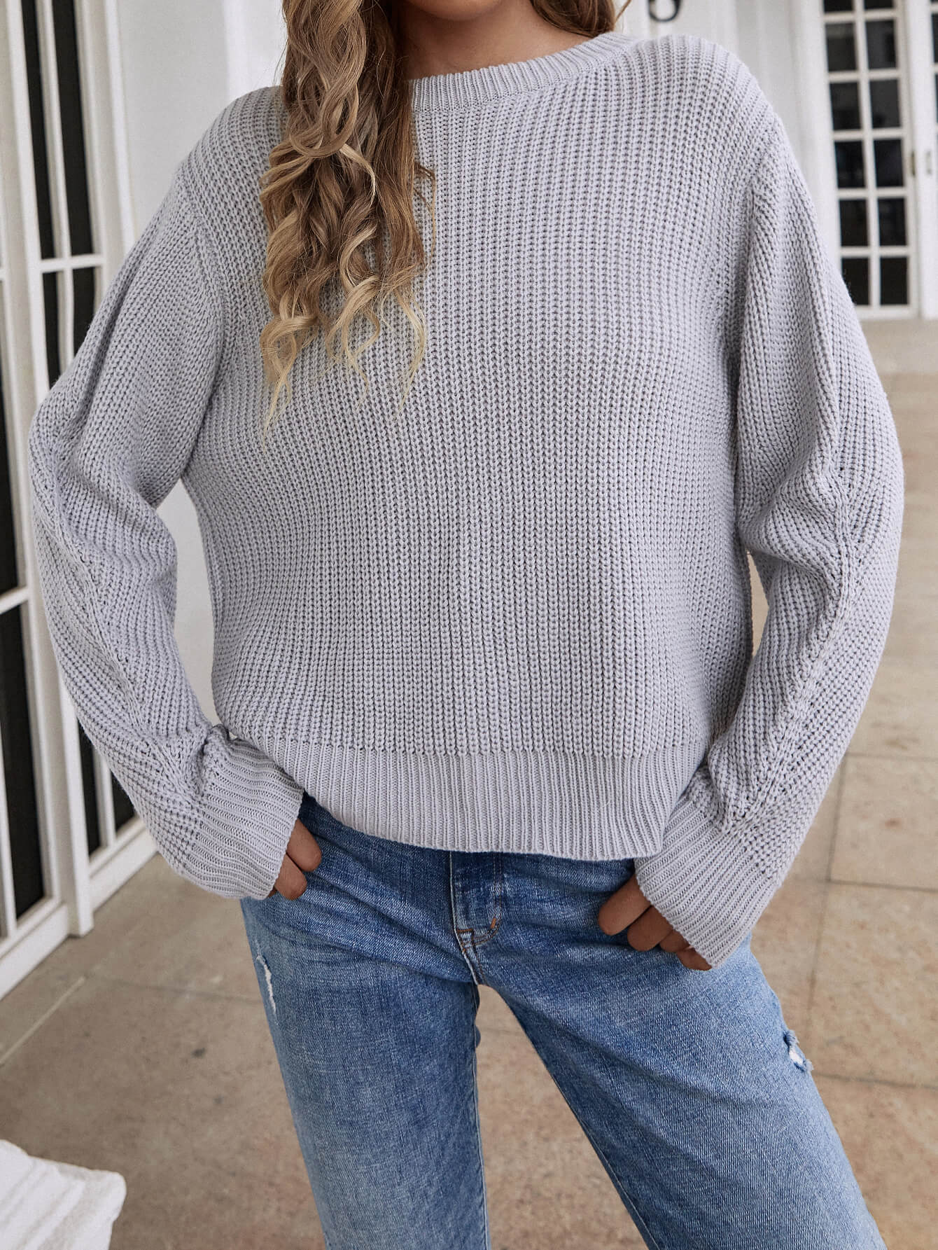 Calistally | Front and Back Wearable Knit Cardigan - Grey