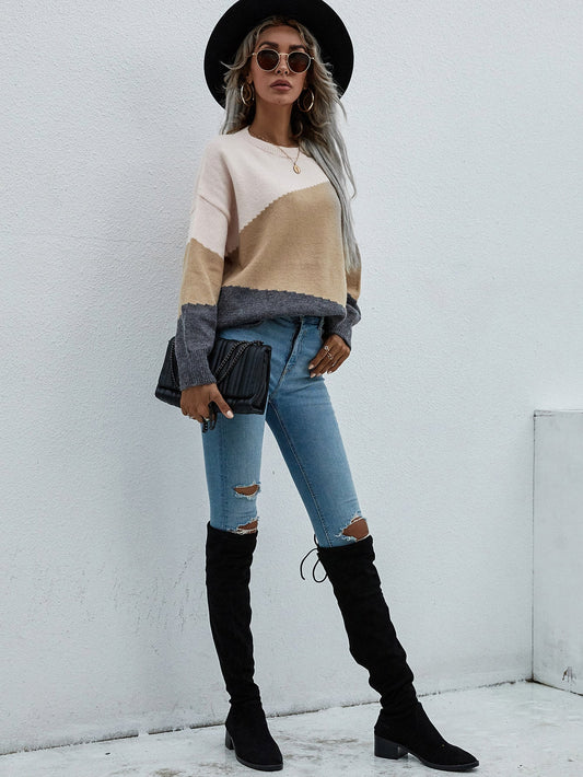 Calistally | ELMA Knit Jumper - Apricot Block
