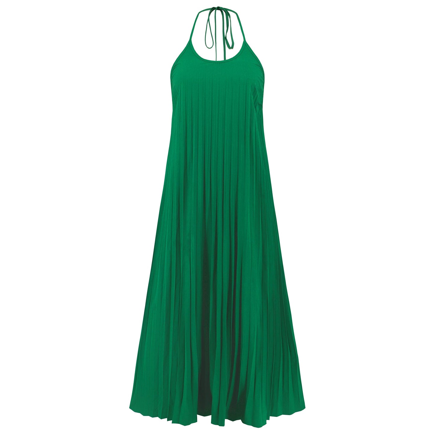 Eleanor Pleated Halter Maxi Dress - Green