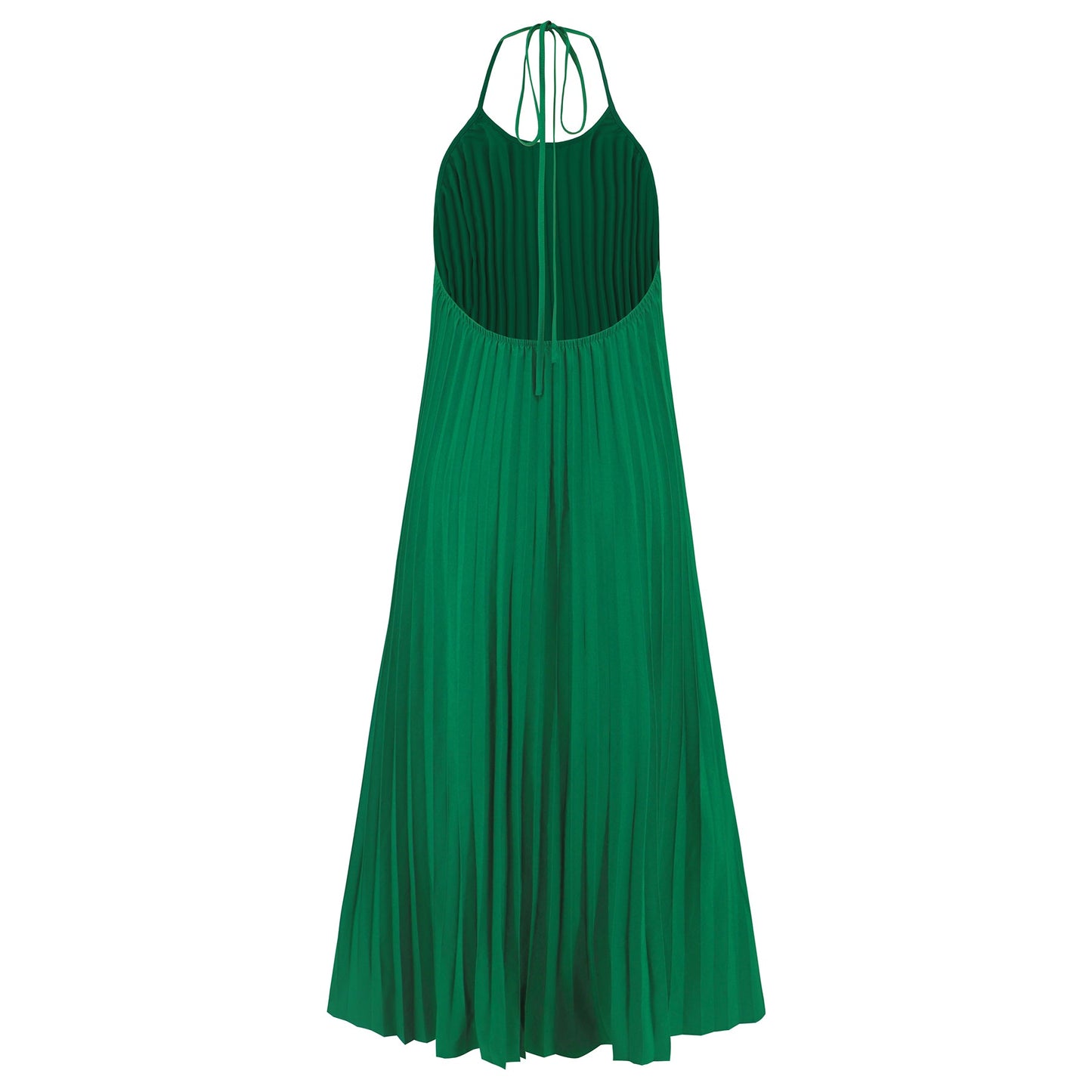 Eleanor Pleated Halter Maxi Dress - Green