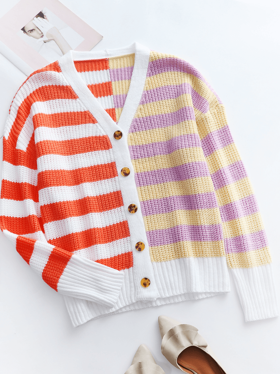Calistally | Rachael Contract Stripe Knit Cardigan