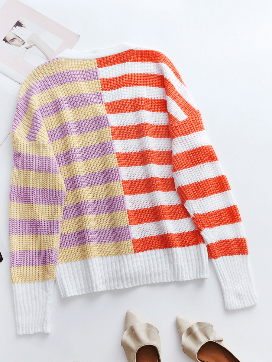 Calistally | Rachael Contract Stripe Knit Cardigan