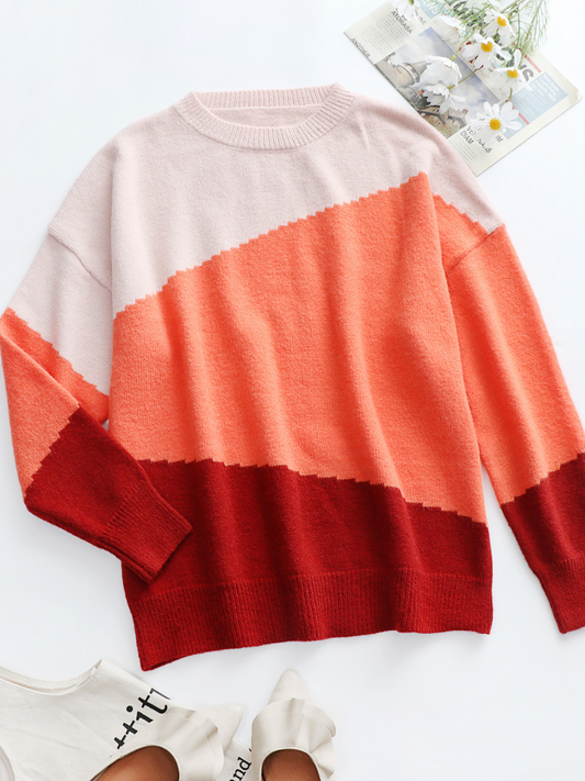 Calistally | ELMA Knit Jumper - Orange Block