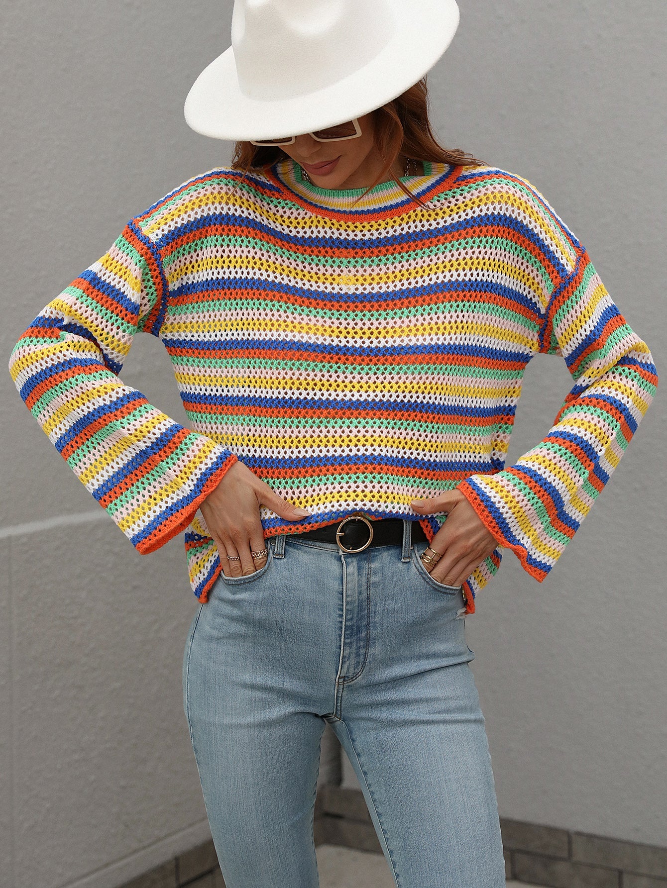 LALLIE KNIT TOP - YELLOW STRIPE PRINT