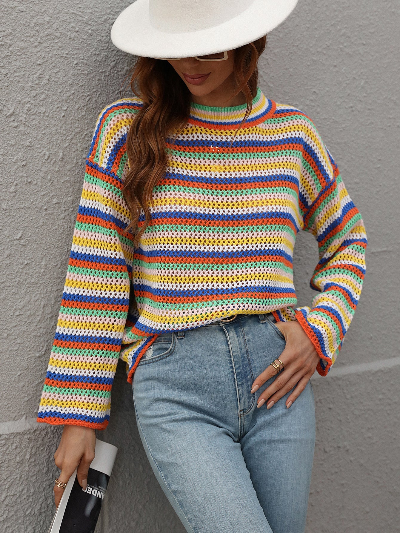 LALLIE KNIT TOP - YELLOW STRIPE PRINT