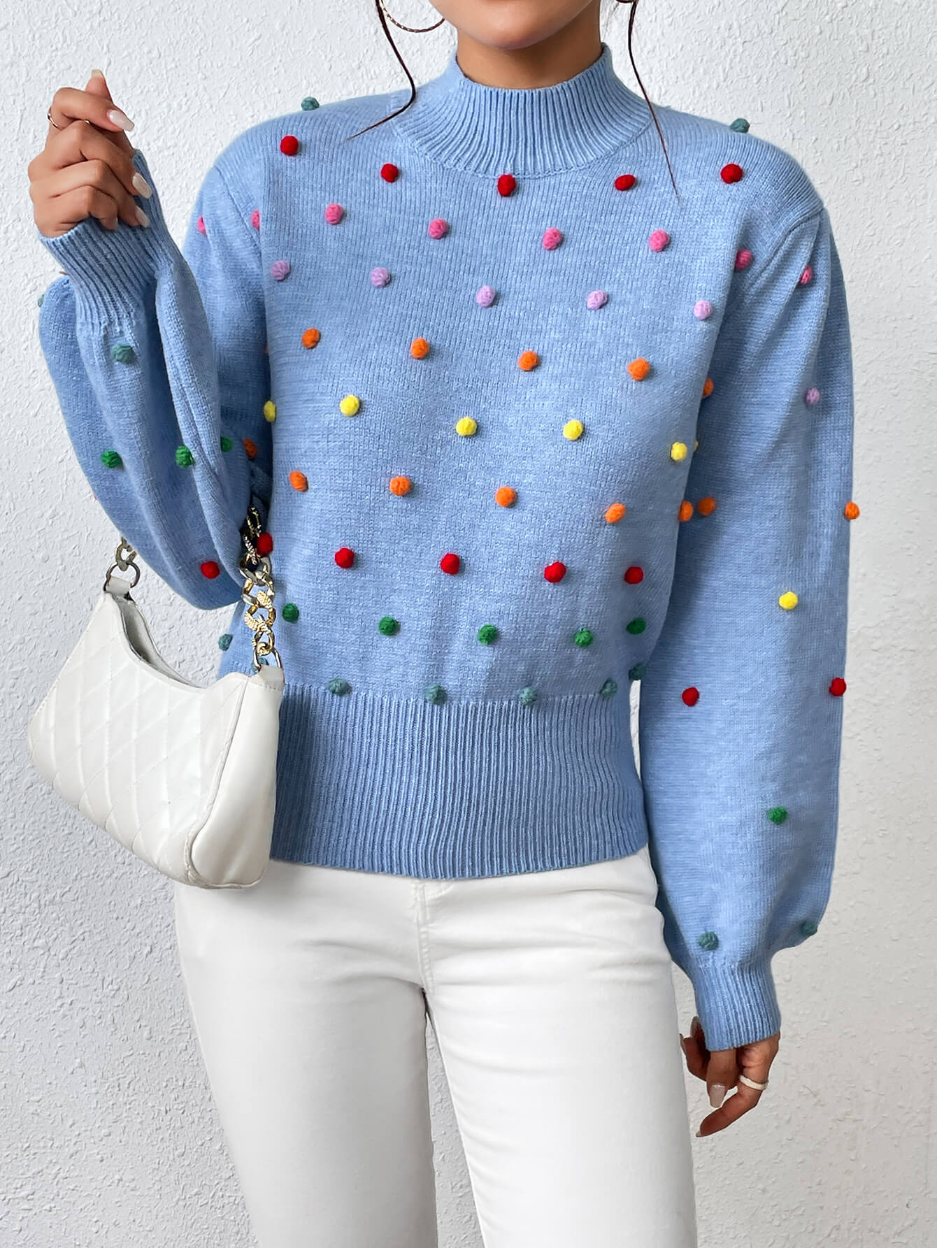 Celestial Multi Popcorn Applique Sweater - Blue