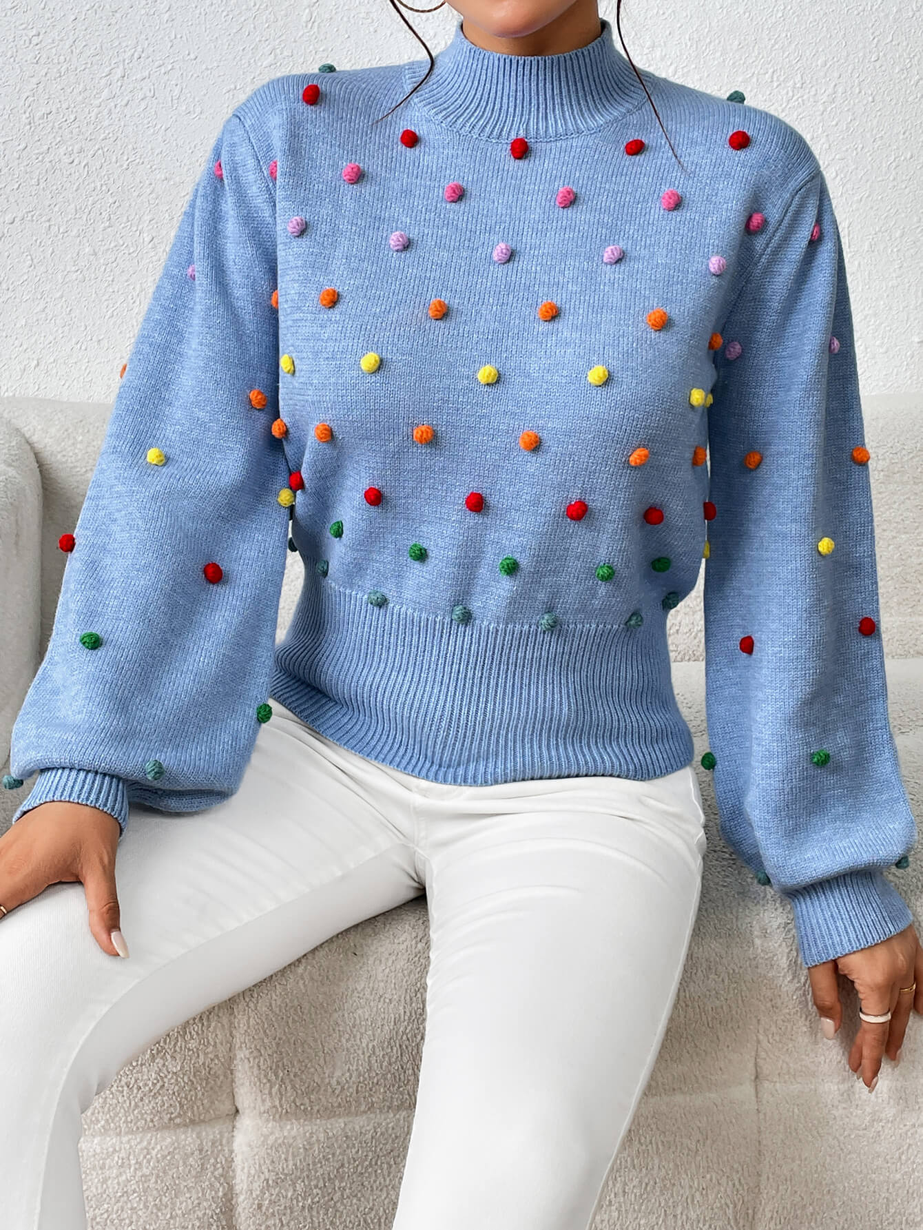 Celestial Multi Popcorn Applique Sweater - Blue