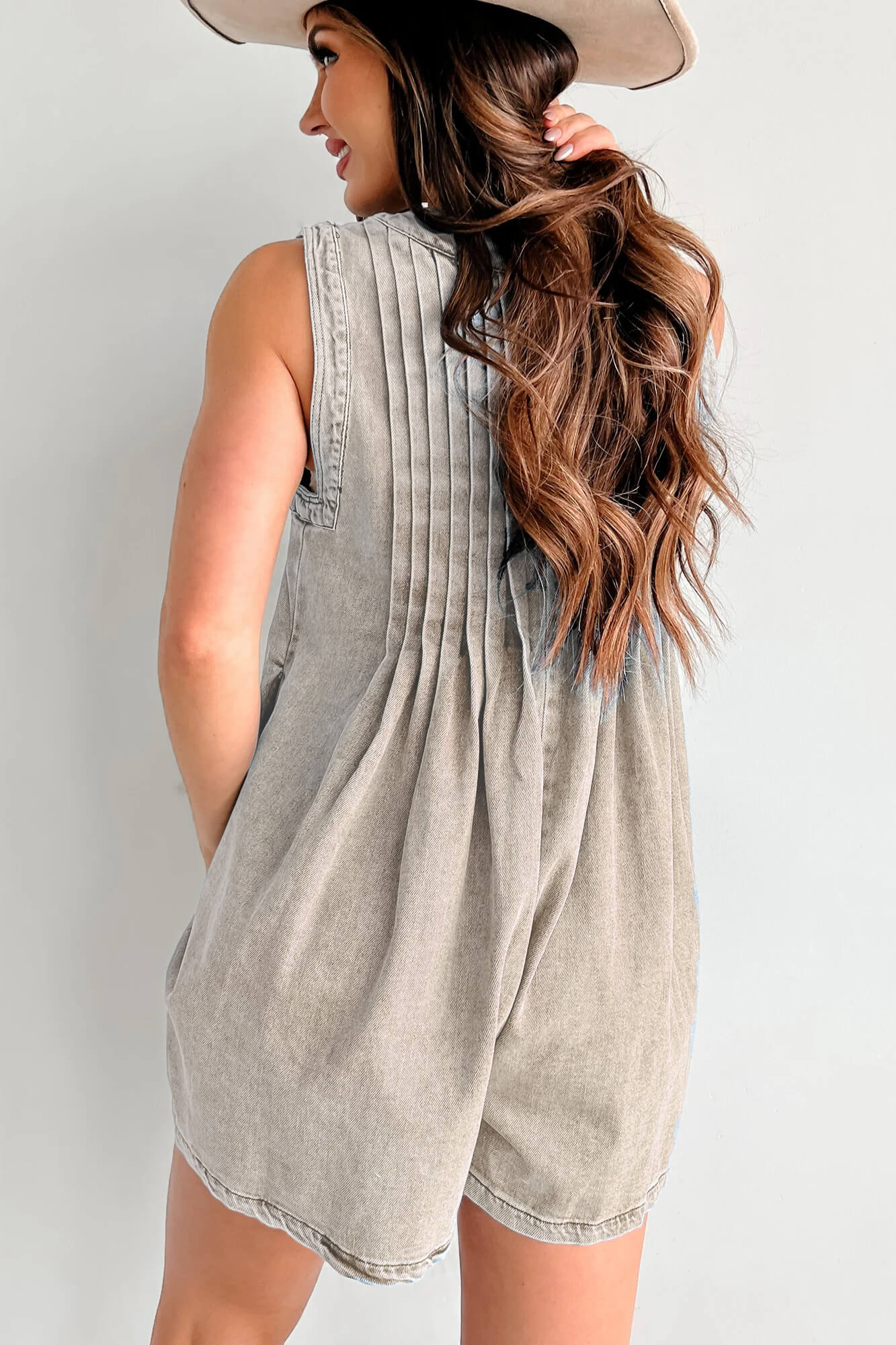 Texas Babydoll Denim Mini Dress - Gray