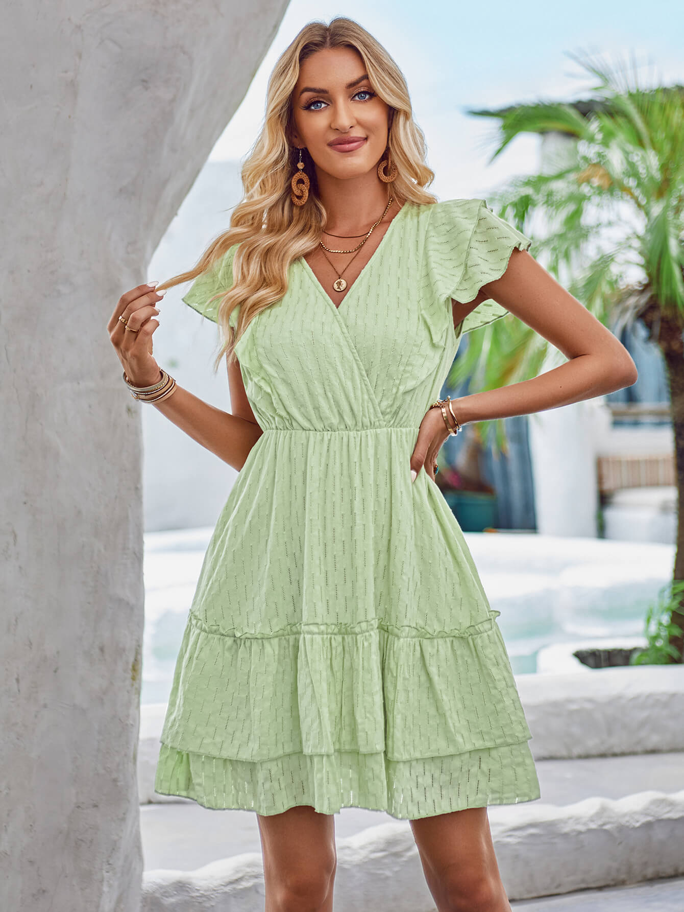 Delilah Eyelet Mini Dress - Mint