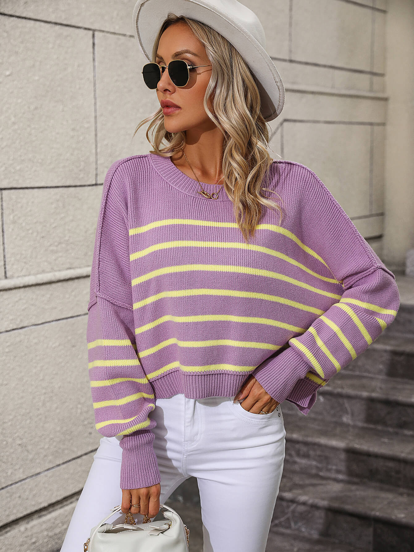 Talilah Stripe Knit Top - Lavender