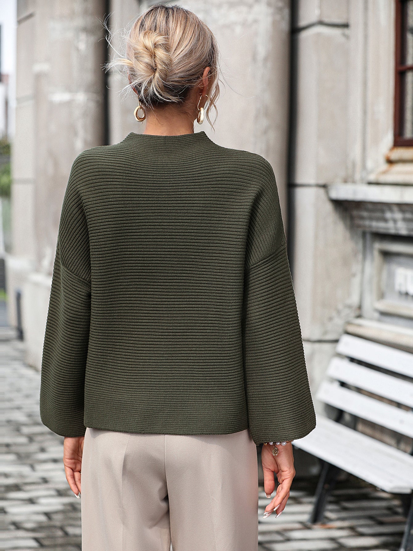 Elouise Knit Oversized Pullover Sweater - Olive
