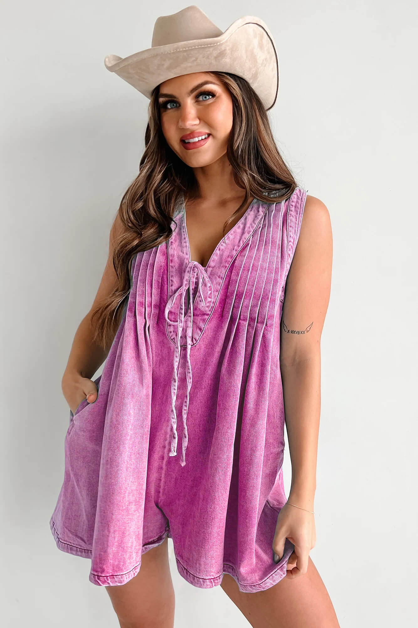 Texas Babydoll Denim Mini Dress - Pink