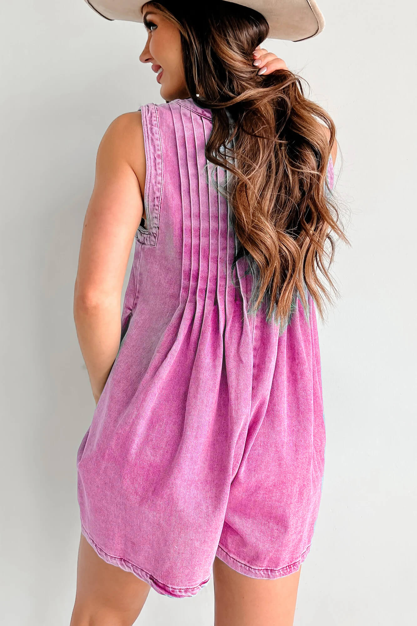 Texas Babydoll Denim Mini Dress - Pink