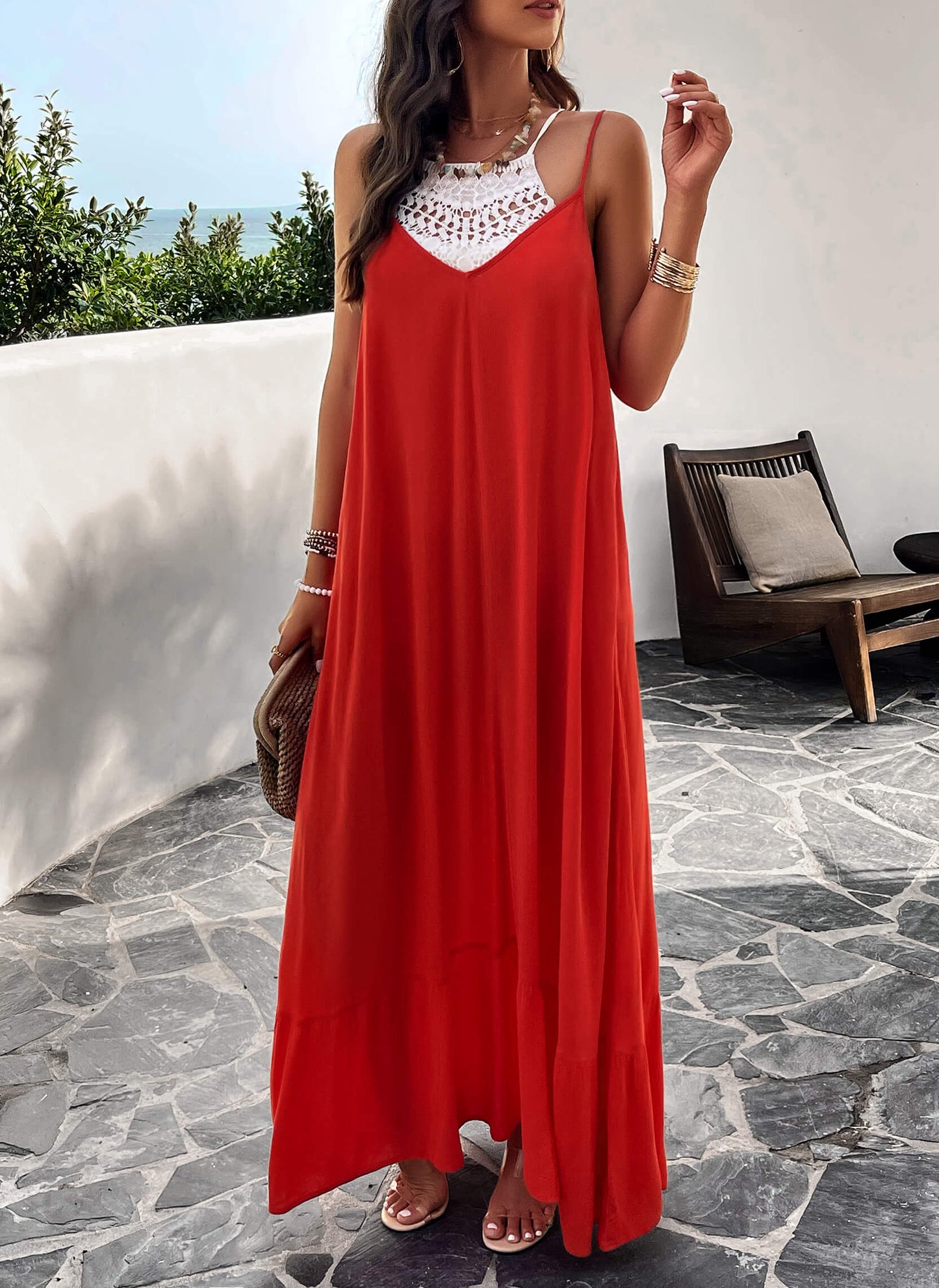 Olivian Pocketed Maxi Dress - Red