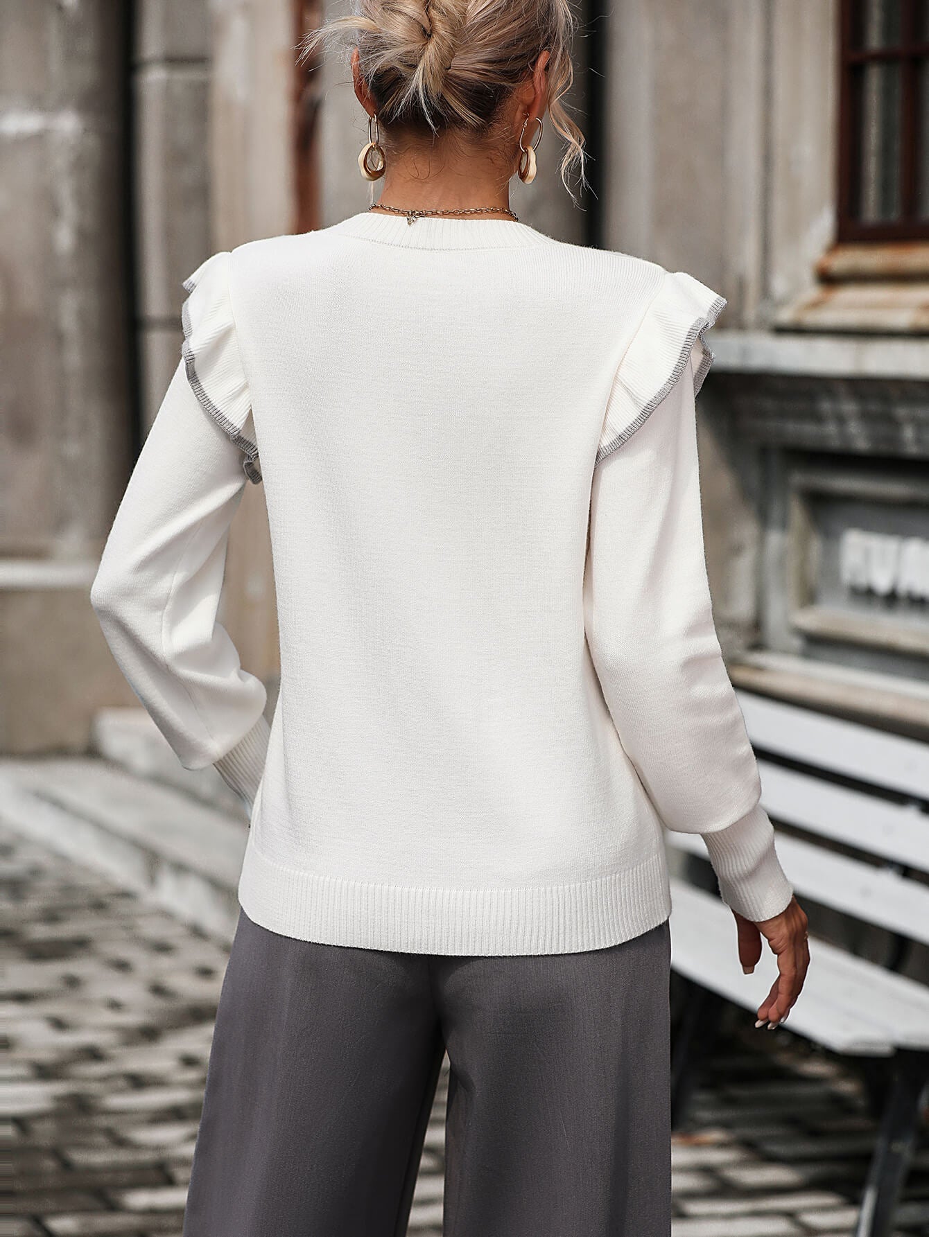 Nonnie Knit Pullover Sweater - White