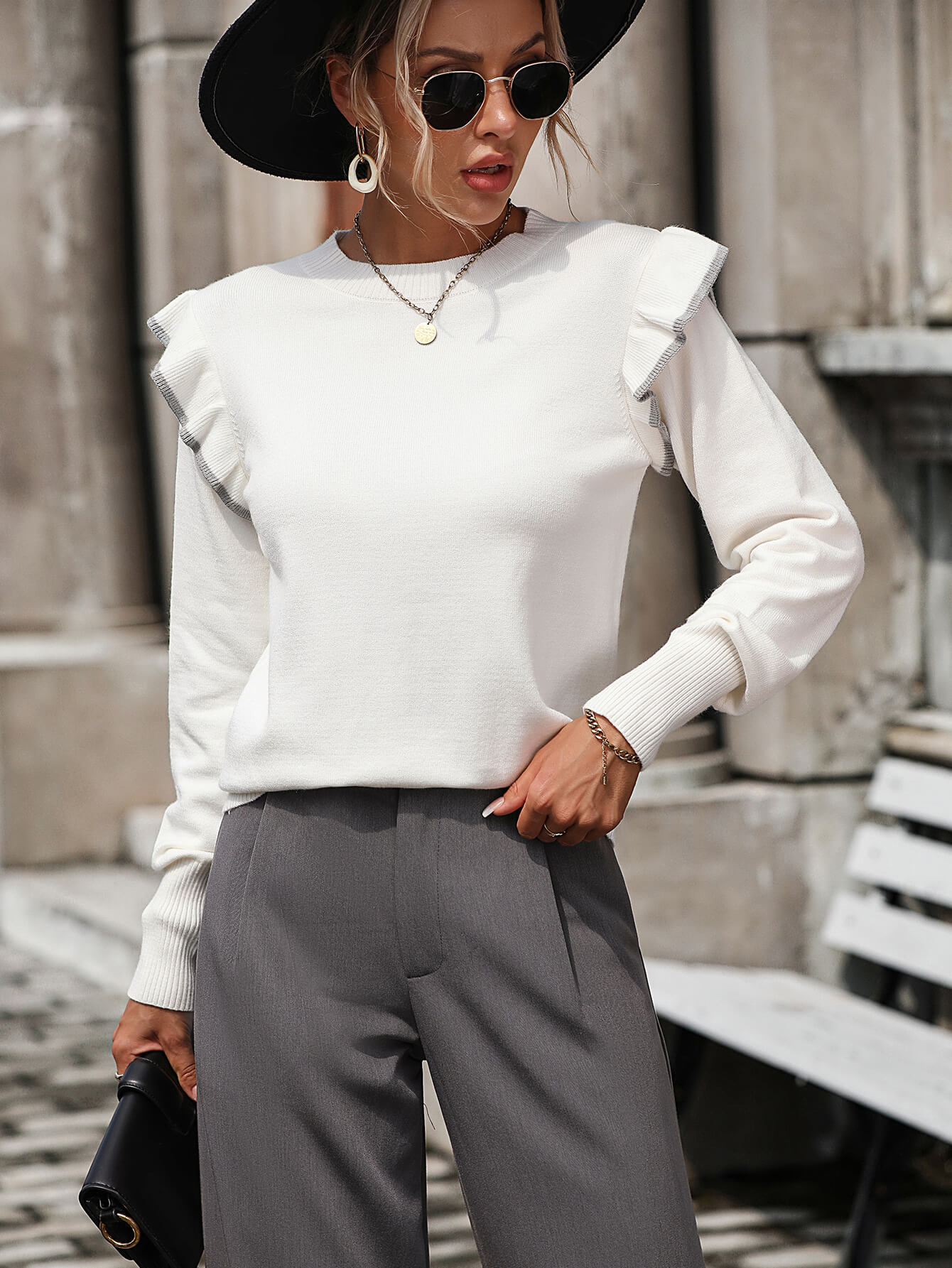 Nonnie Knit Pullover Sweater - White