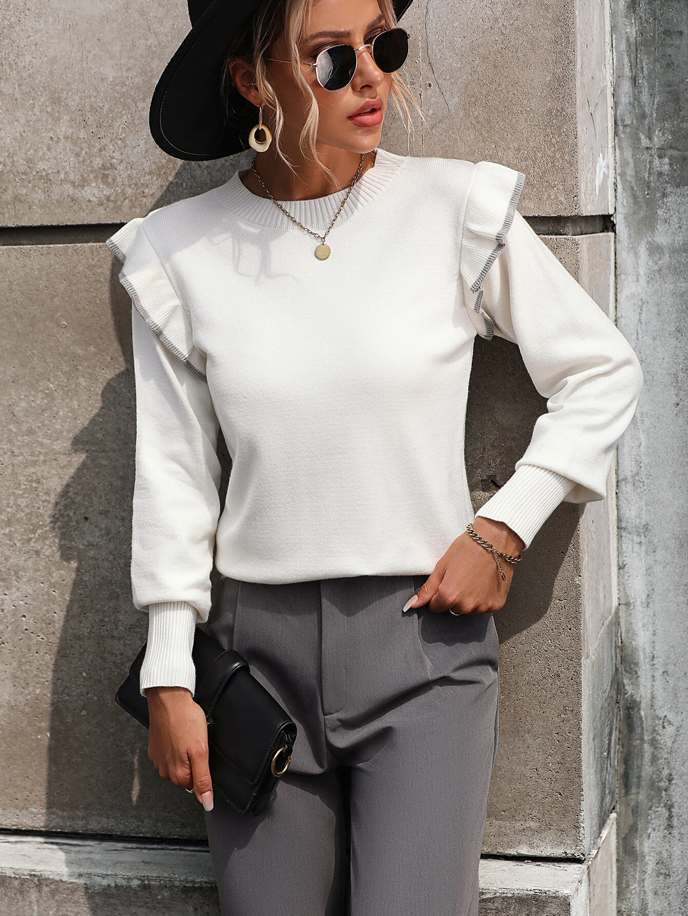 Nonnie Knit Pullover Sweater - White