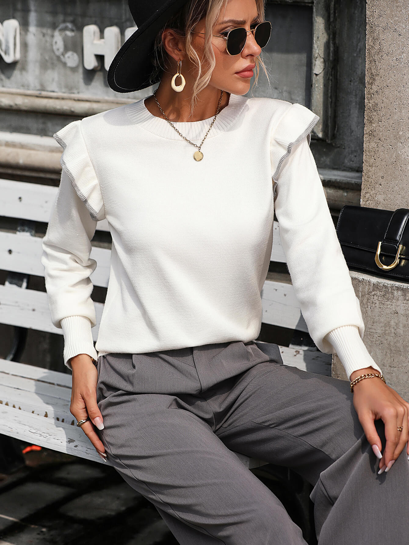 Nonnie Knit Pullover Sweater - White